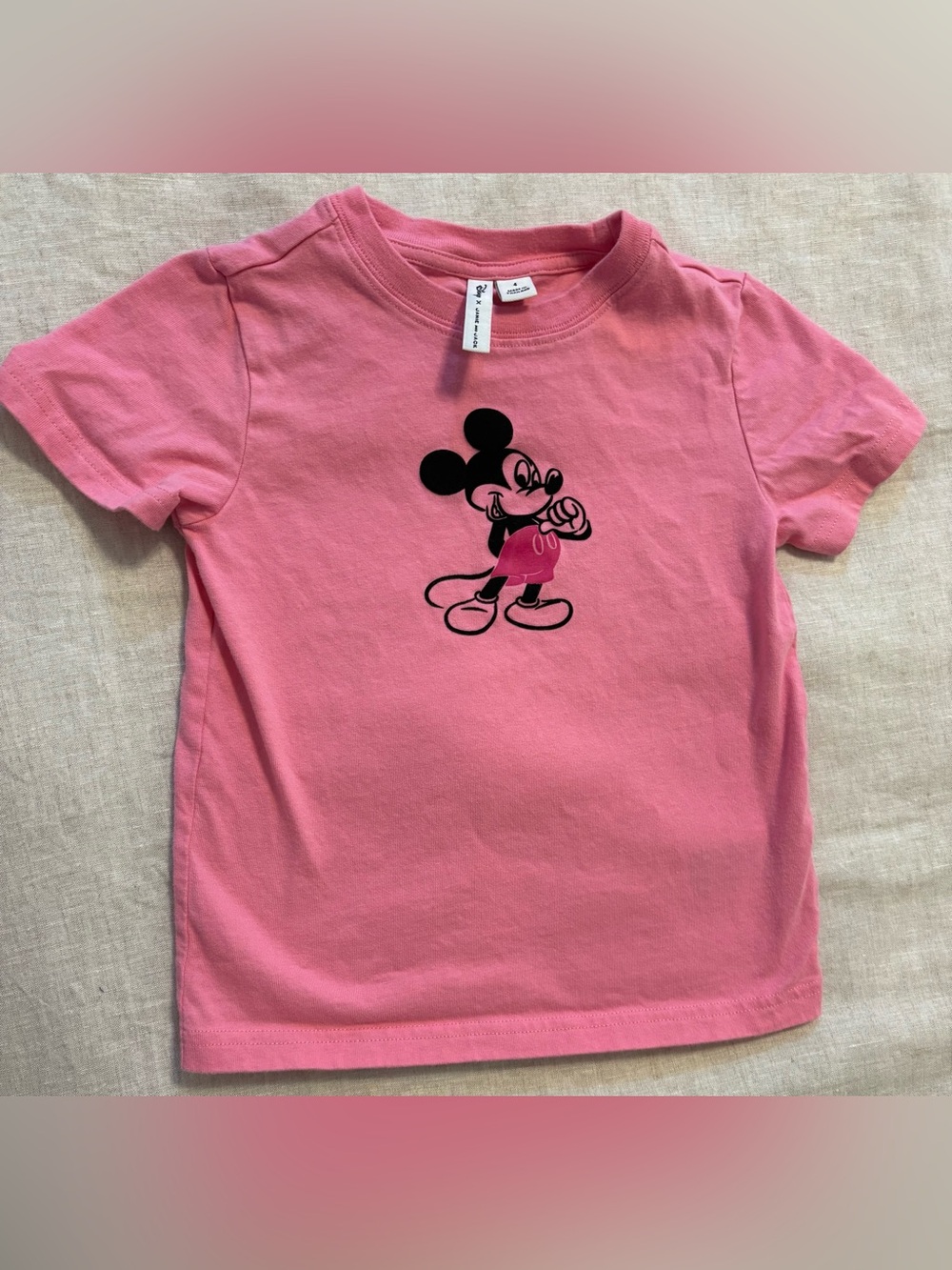 Disney x Janie and Jack Pink Mickey Mouse Short Sleeve Graphic Tee Size 4